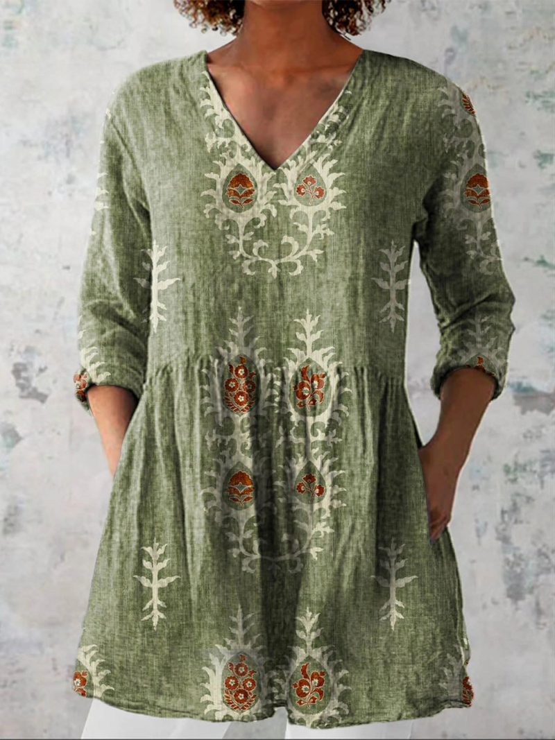 Karine | Blouse longue à col en V